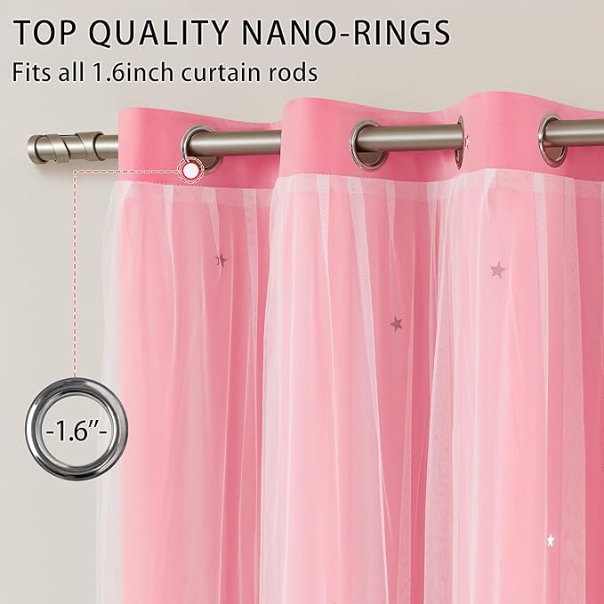 XiDi Pink Curtains for Bedroom Decor, Baby Pink Kids Blackout Curtains for - Image 2