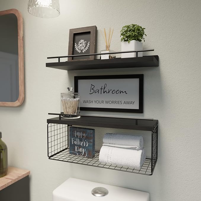 WOPITUES Floating Shelves for Wall Decor Sign, Bathroom Organizers and Storage - Image 2