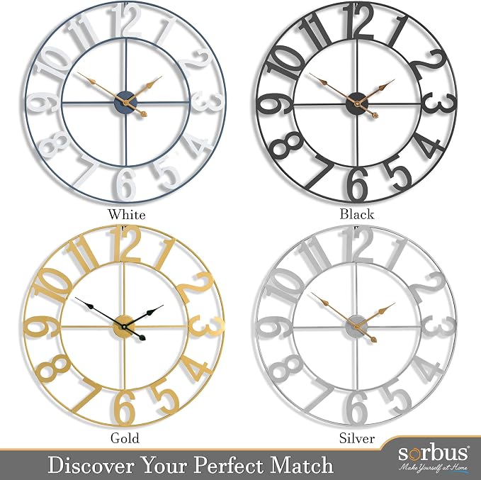 Sorbus Large Wall Clock for Living Room Decor - Image 7