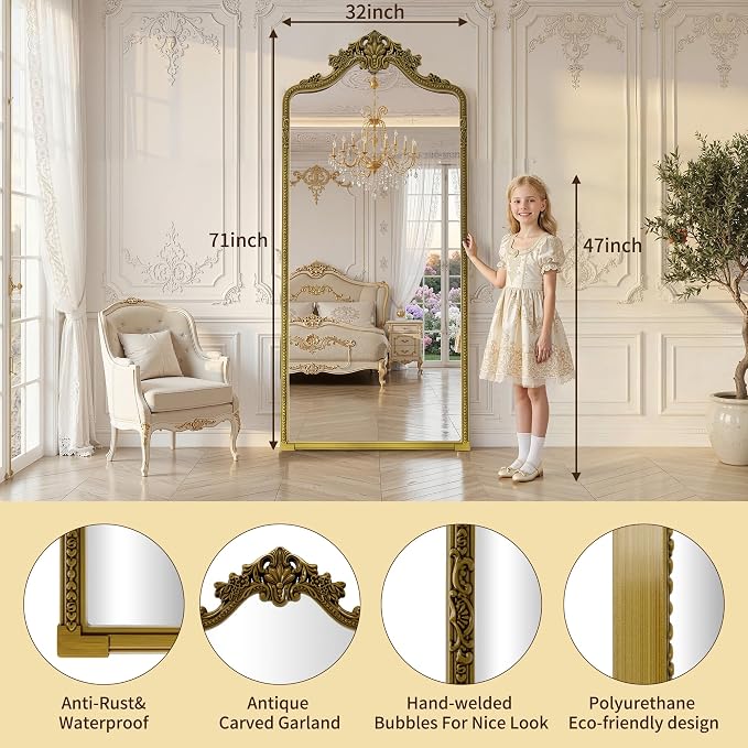 71"x32"Arched Full Length Floor Mirror, Full Body Mirrors - Image 6