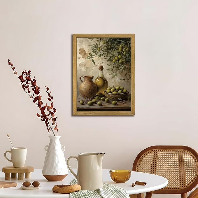 Wood Framed Olive Kitchen Wall Art, Vintage Rustic Still Life Canvas Print - Image 6