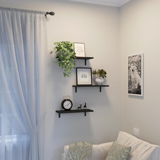DOLLFIO Floating Shelves, 3 Sets Wall Wooden Shelves - Image 6