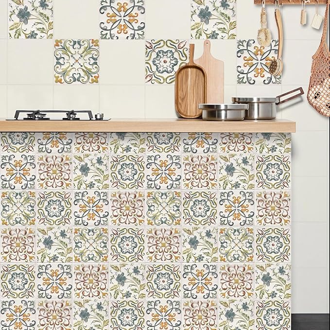 Wudnaye Bohemian Wallpaper Peel and Stick Faux Tile Contact Paper 17”×118” Tile - Image 6