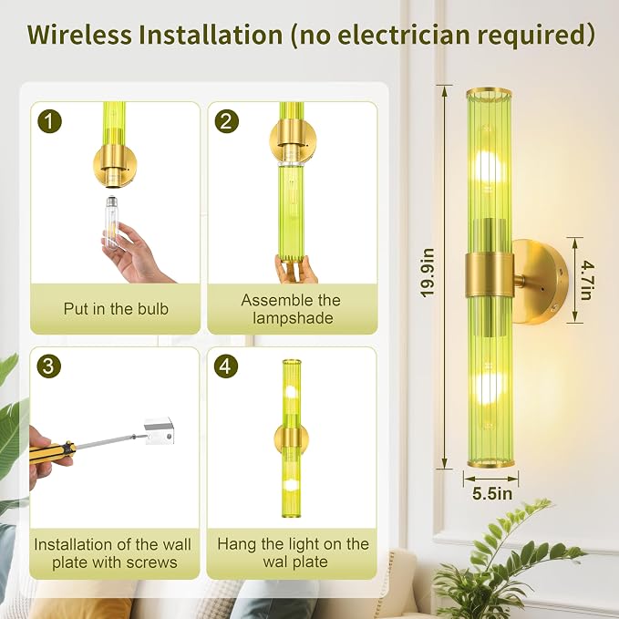 Morauroral Gold Battery Operated Wall Sconces Set of 2, Rechargeable Wall Lights - Image 5