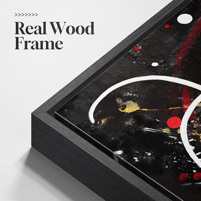 Extra Large Framed Red Black and White Abstract Wall Art - Image 3