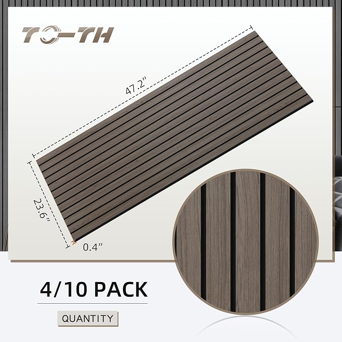 TO-TH Wood-Look Acoustic Panel, 4 Pack 47.2” x 23.6” Soundproof Wall Panels - Image 7
