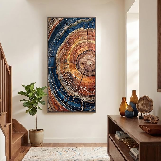 Extra Large Framed Vertical Tree Ring Wall Art - Image 8