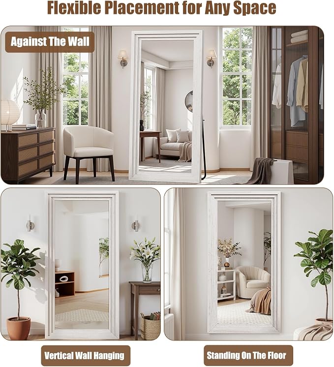 Full Length Mirror 71"x30", Large Solid Wood Frame Floor Mirror, Leaning Floor - Image 4