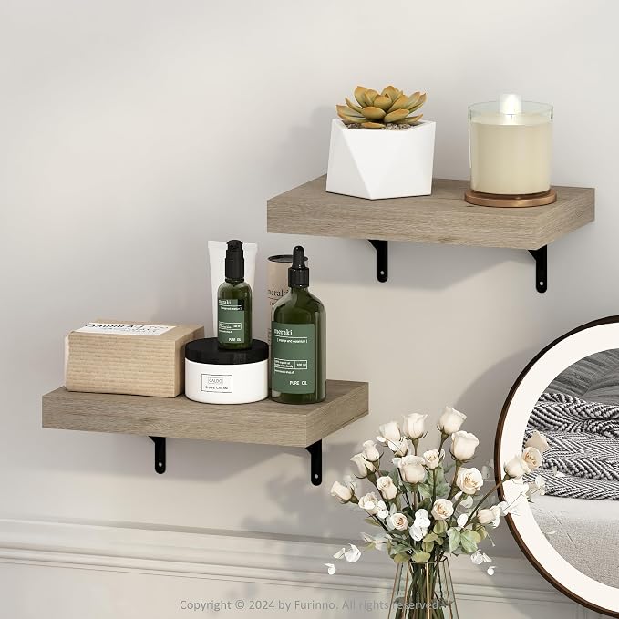 Furinno Tanna Floating Shelves for Wall Set of 2, 15-Inch Wall Shelf, Triple - Image 2