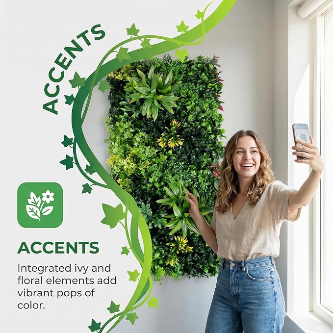 40" x 20" 3D Artificial Grass Wall Panel, UV Resistant Greenery Backdrop - Image 4