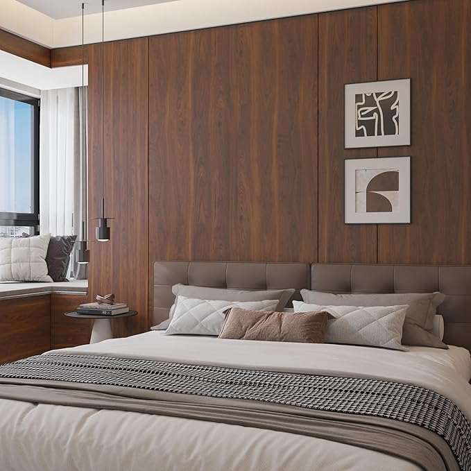 BOMENG Walnut Wood Contact Paper 32x158 inch Dark Brown Wood Wallpaper Peel and - Image 6