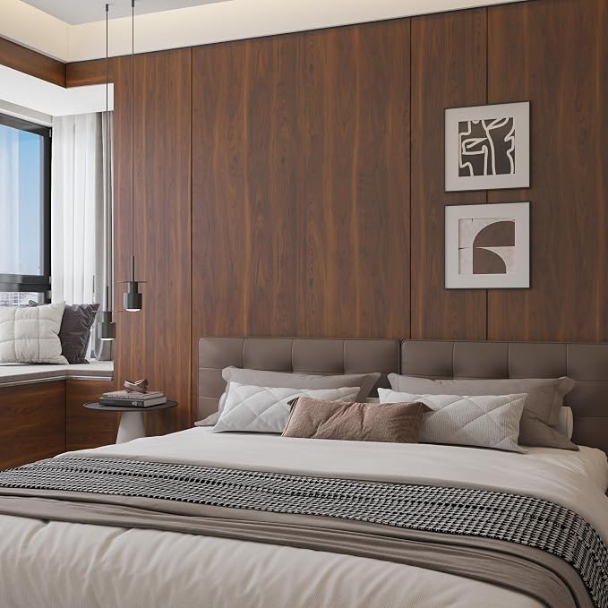 BOMENG Walnut Wood Contact Paper 16x354 inch Dark Brown Wood Wallpaper Peel and - Image 6