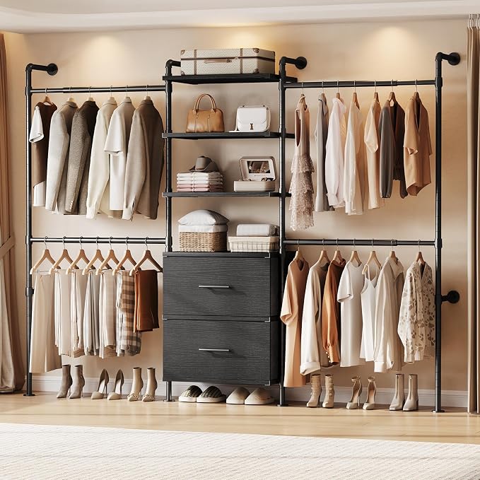 ONBRILL T2 Wall Mounted Industrial Pipe Clothing Rack, Closet Organizers and by ONBRILL