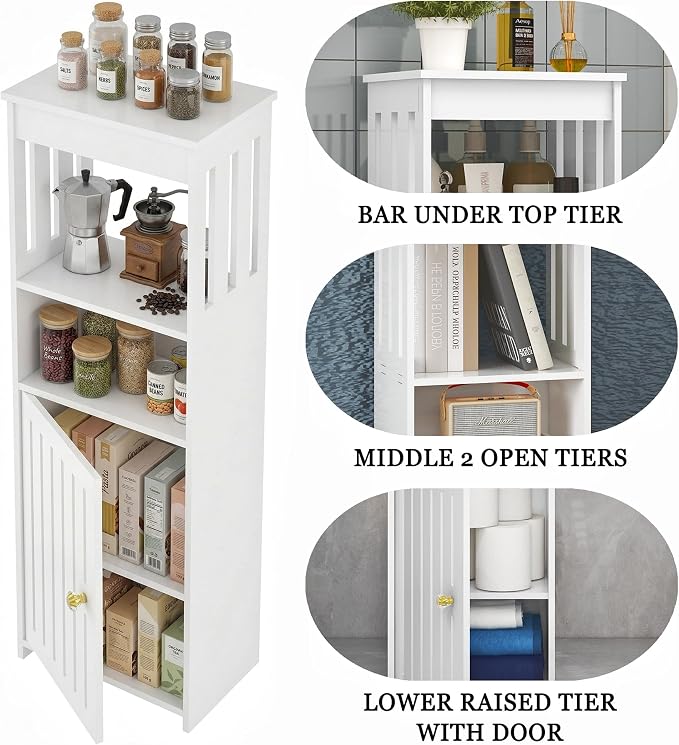 Narrow Bathroom Storage Cabinet, 5-Tier Slim Organizer - Image 7