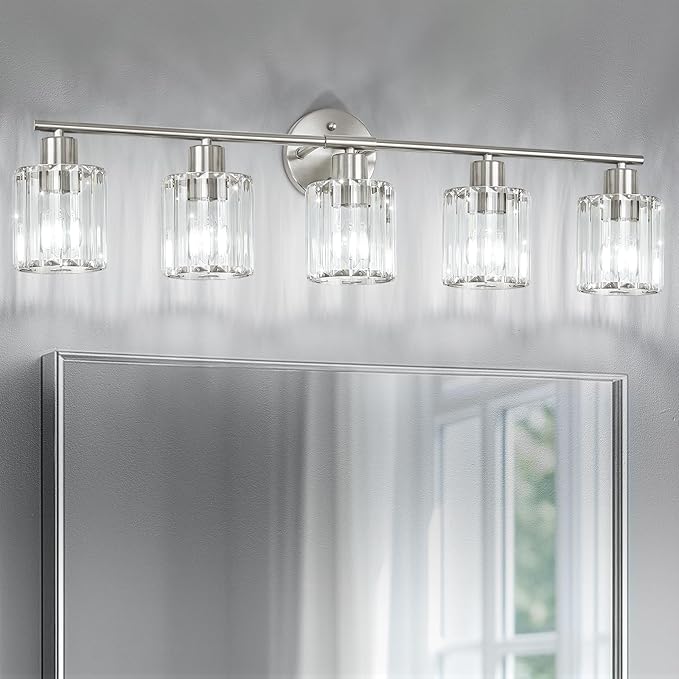 Crystal Bathroom Light Fixtures, Bathroom Lighting Fixtures Over Mirror by Kvhiiw