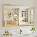 48x30 Inch Bathroom Mirror for Wall, Anti-Rust Oak Wood Grain Metal Framed by Briivuemodernmirrors