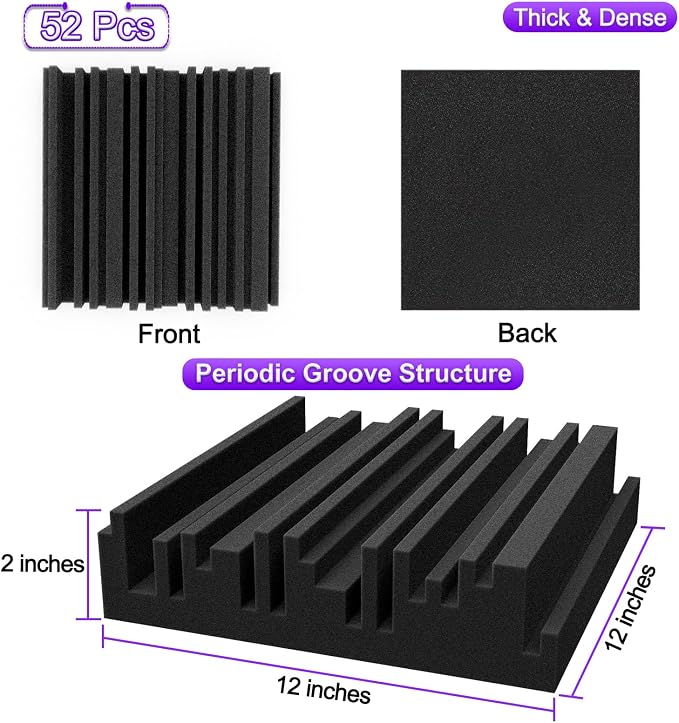 TroyStudio Thick Acoustic Foam Panels, Dense Soundproof Padding Tile, Recording - Image 2