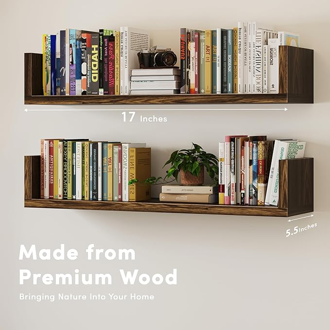 Wall Bookshelf, U Shaped Floating Bookshelf, Hanging Bookshelves - Image 5
