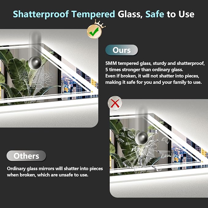 60x30 LED Bathroom Mirror with Lights, Backlit and Front Lit Anti-Fog Lighted - Image 7
