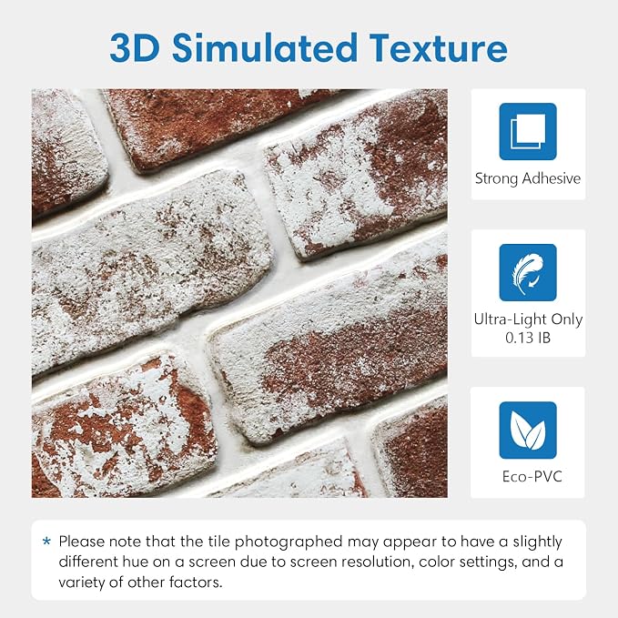 COMSTICKC 3D Faux Brick Wall Panels Peel and Stick, Small Size Self Adhesive - Image 3