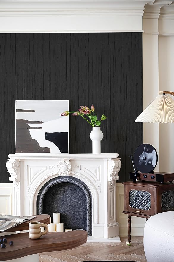 Dviolet Black Grasscloth Textured Fabric Contact Paper - Image 4