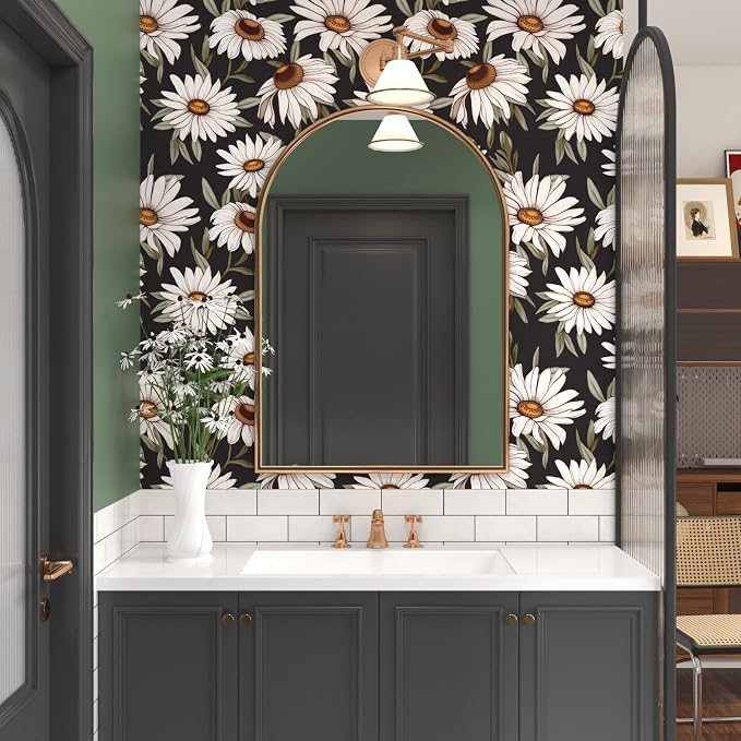 Laatse Boho Wallpaper Peel and Stick Dark Floral Contact Paper 17.5in x 118in - Image 3