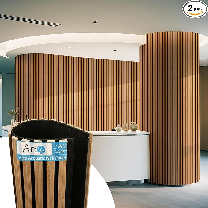 Art3d 2-Pack Acoustic Wood Slat Wall Panel by Art3d