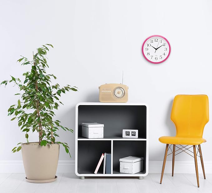 Bernhard Products Pink Wall Clock 10 Inch Silent Non Ticking Battery Operated - Image 6