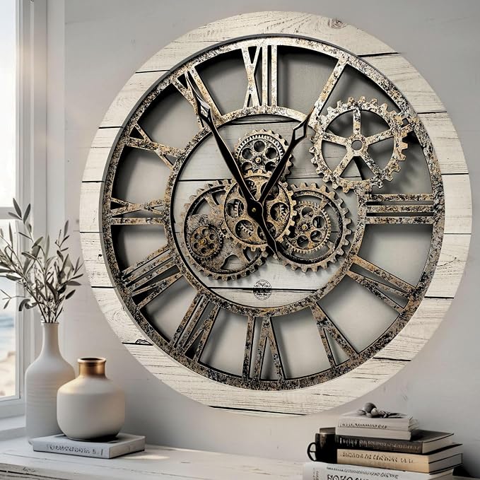 ImprovingLife The Gears Clock The Original Real Moving Gear Wall Clock Vintage by THEGEARSCLOCK