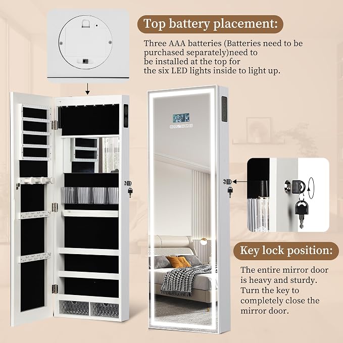 LED Mirror Jewelry Cabinet - Image 2