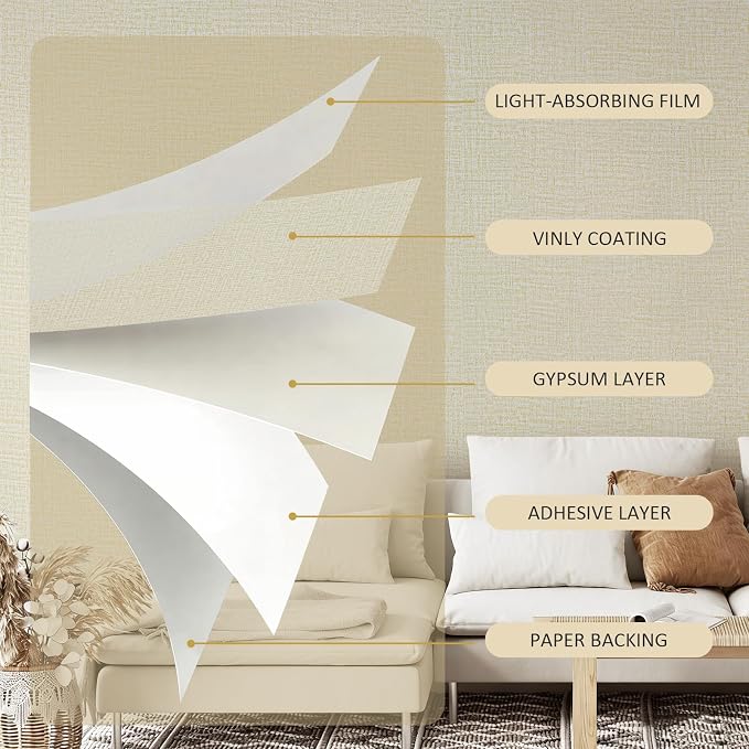Guvana Grasscloth Peel and Stick Wallpaper Cream Textured Contact Paper Modern - Image 4