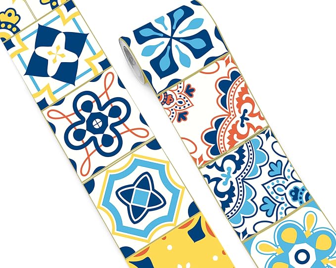 FLFK Wallpaper Border Tile Stickers Peel and Stick Wall Border by FLFK