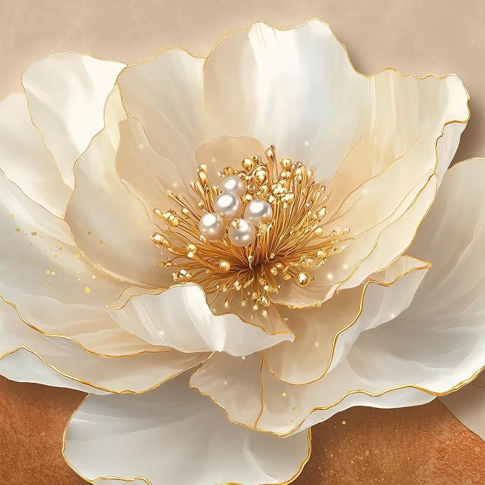 Extra Large Framed Modern Elegant Gold Floral Wall Art - Image 5