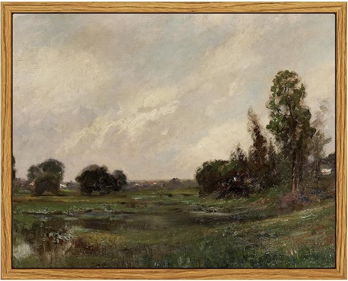 InSimSea Framed Canvas Wall Art, Vintage Landscape Art by InSimSeaArt