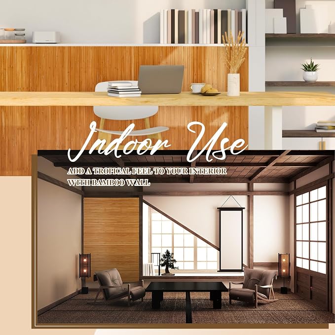 Juexica 2 Pcs Natural Bamboo Wall Panel 48 x 24 Inch Bamboo Covering Renewable - Image 6