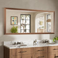 72x32 Inch Bathroom Mirror for Wall, Anti-Rust Walnut Wood Grain Metal Framed by Briivuemodernmirrors