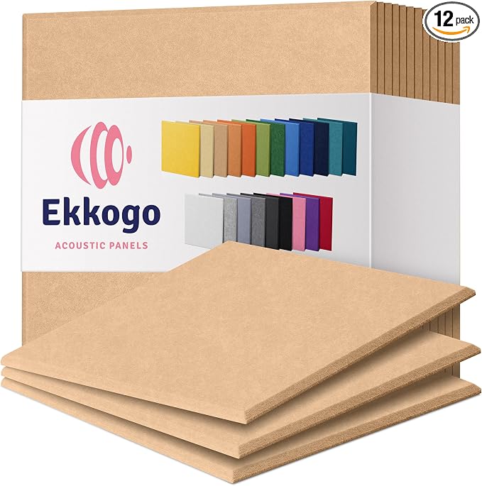 Acoustic Panels 12-Pack Soundproof Wall Panels 12"X12"X0.4" Sound Panels High by EkkogoAcousticPanels