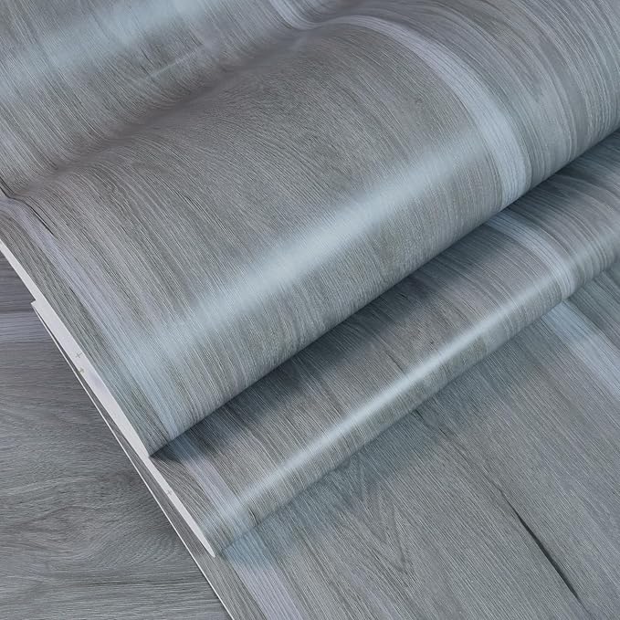 Grey Wood Grain Contact Paper Light Blue Wood Look Wallpaper Peel and Stick by BOMENG