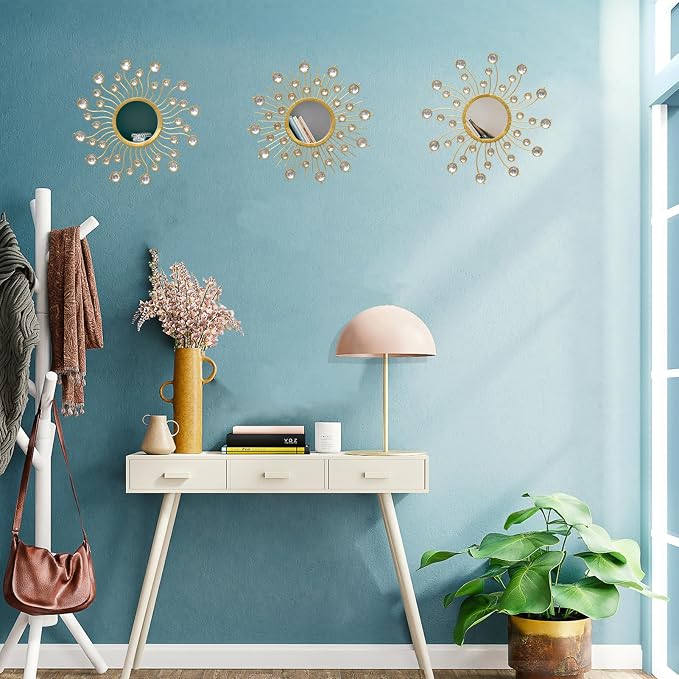 Mirror Wall Decor Wall Mirrors Decorative Sunburst Boho Mirror Gold Mirror Wall - Image 3