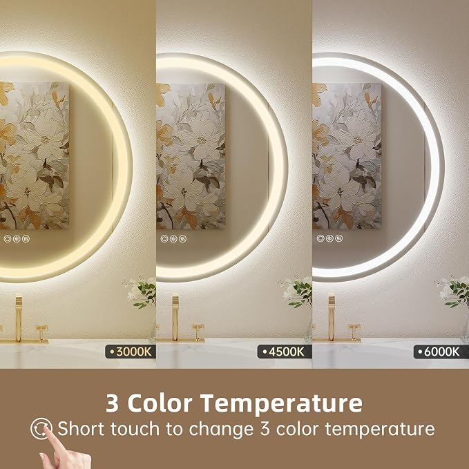 LOVESPEJO 30" Round LED Bathroom Mirror - Image 4