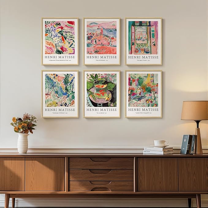 Framed Matisse Wall Art for Living Room, 6 Pieces Abstract Colorful Canvas - Image 3