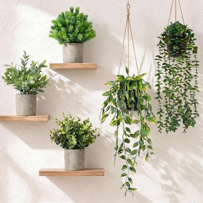 5 pcack Fake Hanging Plants for Wall Home Room Office, Small Fake Plants Decor by Unknown