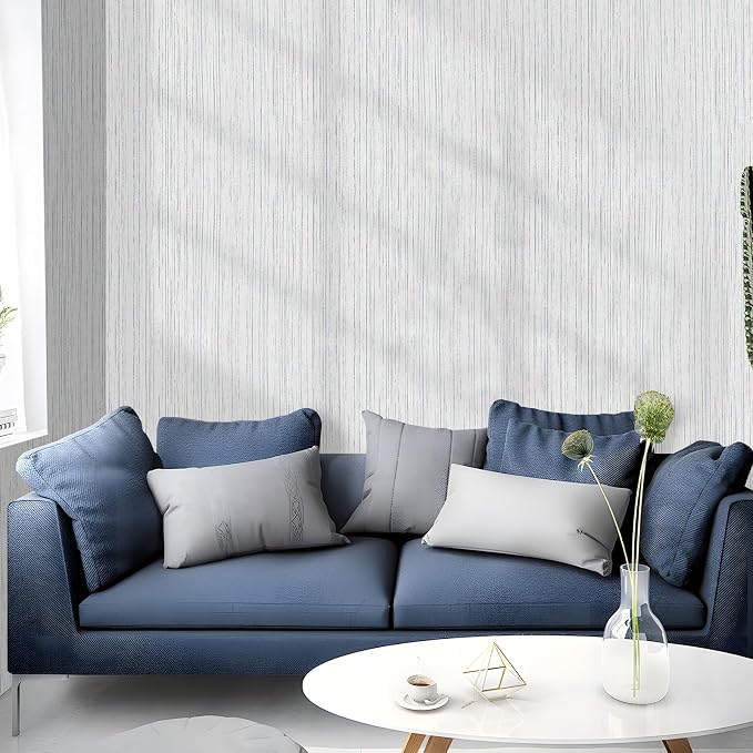 Beige Grey Grasscloth Wallpaper Peel and Stick 15.74" X 472.44" Removable - Image 3