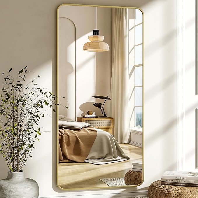 XRAMFY 76"x34" Floor Full Length Mirror Standing Full Body Rounded Corner - Image 3