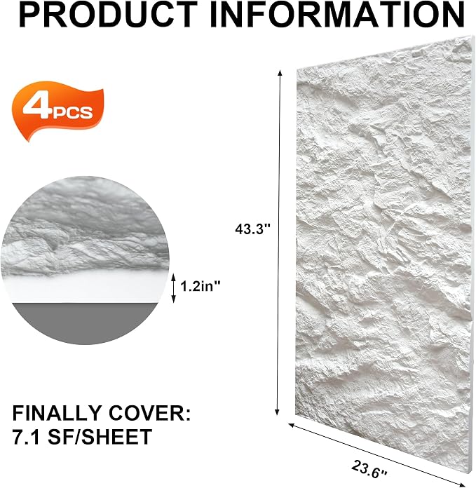 KASARO 3D Faux Stone Wall Panels, Home & Office Accent Wall, Easy Install - Image 4