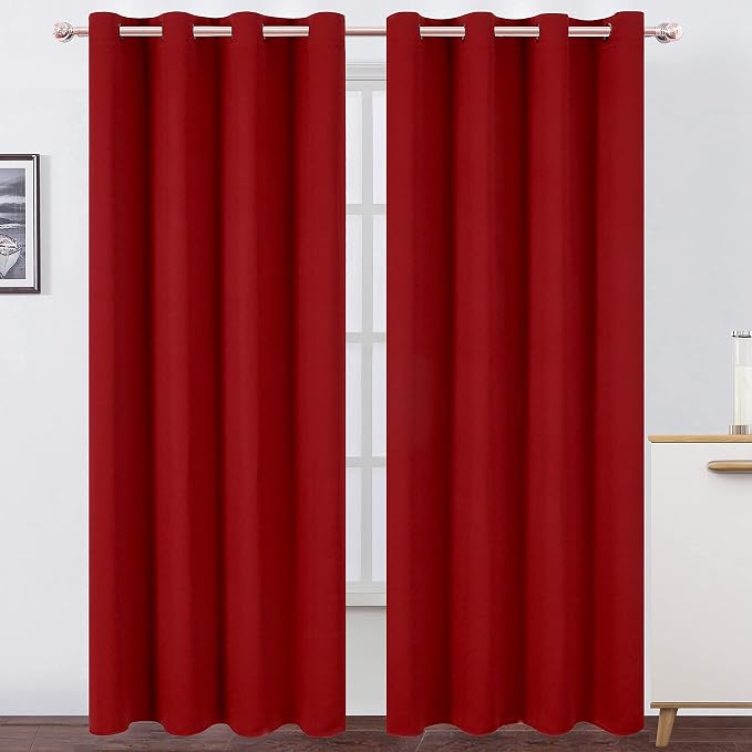 LEMOMO Red Curtains 52 x 84 Inch Long/Blackout Curtains Set of 2 Panels/Room by Lemomo