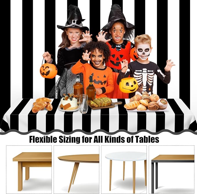 Kochorie 100 Ft x 54 Inch Black & White Striped Tablecloth Roll - Image 4