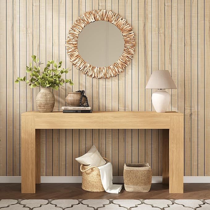 VEELIKE Sand Oak Wood Slat Wall Panels Peel and Stick Faux Wood Panels - Image 3