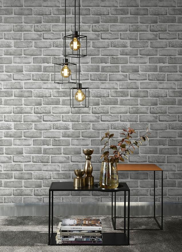 Guvana 17.3" x 394" Grey Brick Wallpaper Peel and Stick 3D Brick Contact Paper - Image 7