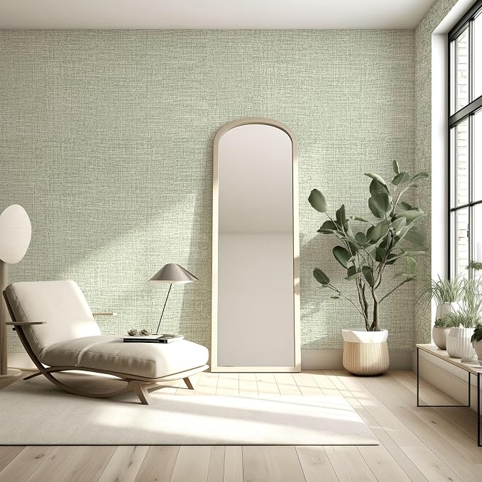 Amiya Grasscloth Wallpaper 17.3"x80" Sage Green Peel and Stick Faux Fabric - Image 7